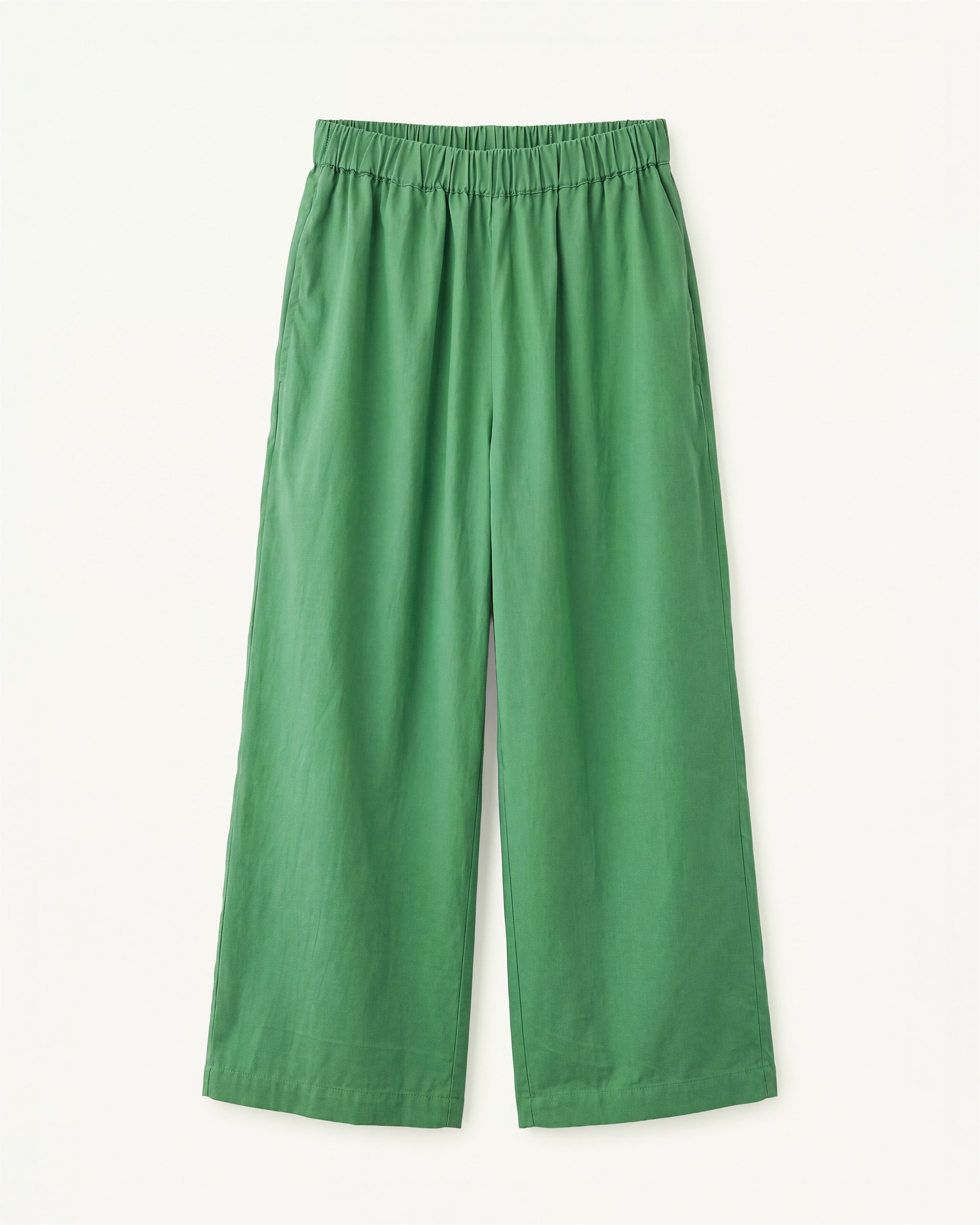 Front view of the Petite Wide Leg Trouser Green.